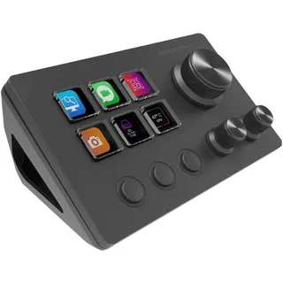 Mars Gaming MSD-Two, Kompaktes Control Deck, 6 Anpassbare LCD-Tasten 3 Tasten, 3 Multifunktionale Räder, Ergonomisches Slim Control Deck, Steuerungssoftware und Plug-ins, Windows MacOS, Schwarz