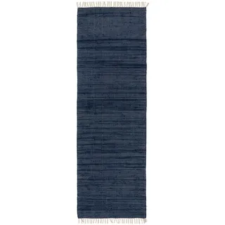 benuta basic Tom Kurzflorteppich 80 x 300 cm Dunkelblau