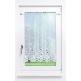 Plauener Spitze Scheibengardine Blumenspiel #1W (Bx H) 97,2cm * 90cm reinweiß/Weiß