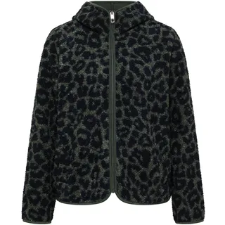 Cecil Teddy-Jacke mit Kapuze Leo-Muster Dunkelgrün L