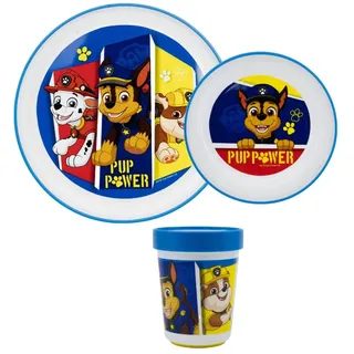 PAW PATROL Kindergeschirr-Set Paw Patrol Jungen Kinder Geschirr-Set 3 tlg (3-tlg), 1 Personen, BPA-Frei, antirutsch Becher Teller Schüssel bunt