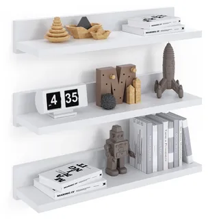 ComfortCove Wandregal 39cm, 3er-Set Schweberegale, Weiß | Regalbrett, 3 Regale zum Anschrauben, Hängendes Wandregal, 3er-Set für Schlafzimmer, Bad, Wohnzimmer, Küche, Home Office