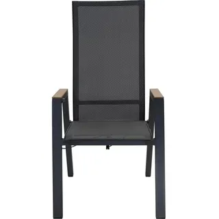 Natur24 Gartenstuhl Amir Hochlehner 70 x 112 x 59.5 cm Aluminium Textilene Teak Schwarz schwarz