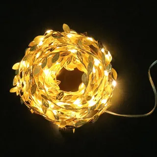 DOITOOL 1Stk Laternenpfahl Hochzeitsdekorationen Lichterketten Ornament Weihnachtsgirlande dekoratives Blatt-Einstelllicht Rattanlicht Energie Kranz Gartenbeleuchtung schmücken Blätter
