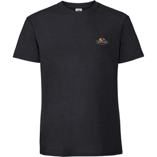Fruit of the Loom Ringspun Premium T-Shirt mit Vintage-Logo auf der Brust, schwarz - Vintage-Logo klein, 2XL