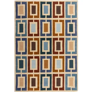 KADIMA DESIGN Kadima Wollteppich 80 x 150 cm Blau-Bunt