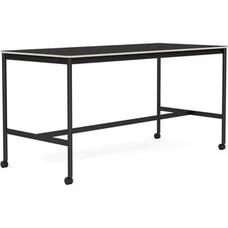 Base Tisch mit Rollen 85 x 190 x 95 cm schwarz Nanolaminat schwarze Beine