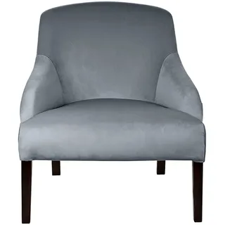 Loungesessel FINK "Sessel" Sessel Gr. Samtvelours VELVET, grau Loungesessel mit schmalen Armlehnen, massive Holzbeine in Buche schwarz