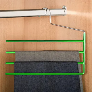 3 PAGEN® platzsparender Hosenbügel – rutschfest – ideal für 4 Hosen – Mehrfach-Hosenbügel schafft Platz im Kleiderschrank – langlebig und robust – Organizer für Hosen