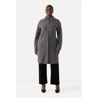 Ulla Popken Sommerjacke Mantel Boiled Wool Hemkragen 2-Wege-Zipper grau 58/60