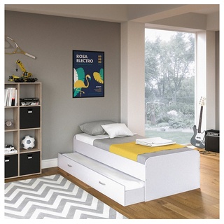 VitaliSpa® Kinderbett Jugendbett mit Gästeliege ENZO Weiß Matratze weiß
