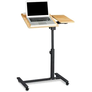 Relaxdays Laptoptisch höhenverstellbar mit Rollen Eiche,