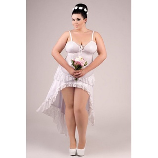 Andalea Vokuhila-Kleid Vokuhila Kleid langes asymmetrisches Wetlook-Partykleid Braut Chemise, weiß, Made in EU weiß 50/52Tomshop24-7