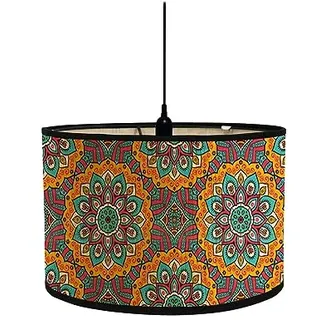Morbuy Bohemian Mandala Lampenschirm für Tischlampe, Stehlampenschirme aus Bambus, Hotel Dekorativer Lampenschirme für Deckenleuchte Pendelleuchte Stehlampe Wandleuchte (Orange)