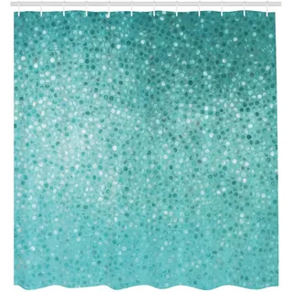 Duschvorhang Türkis 175x180 cm Tupfen-Muster Stoff Badezimmer Dekor mit Haken