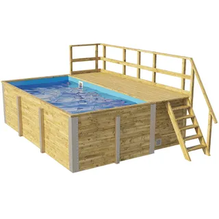 Weka Massivholzpool 595 Gr. 1 490 x 201 x 315 cm grün/braun Folie blau