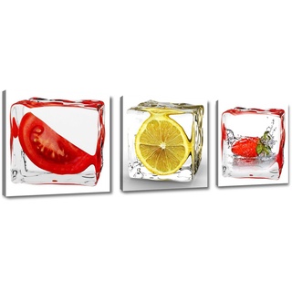 Visario Leinwandbilder 4204 Bilder auf Leinwand Bild 150 x 50 cm Küche Früchte DREI Teile