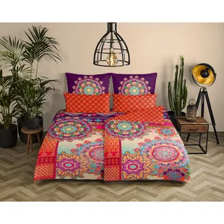 HIP Sherhia Mandala Baumwolle Orange/Lila 155 x 220 cm + 80 x 80 cm