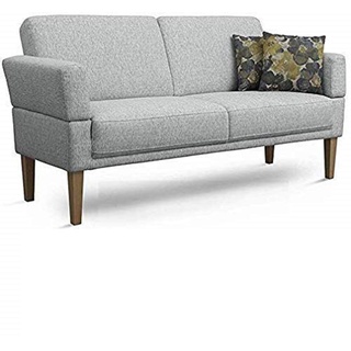 Cavadore 3-Sitzer Sofa Femarn mit Federkern / Küchensofa für Esszimmer oder Küche / 190 x 98 x 81 / Strukturstoff Hellgrau