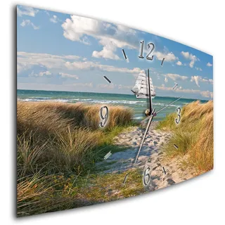 BM Funk Quarz Wanduhr Funkwanduhr Funkwanduhren Funkuhr Funkuhren kein Ticken lautlos geräuschlos leise modern ohne Tickgeräusche groß XXL Wohnzimmer Küche Ostsee Strand Meer 8037-1a