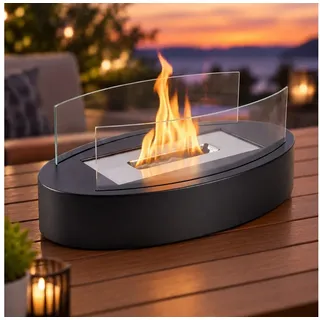 Nettlife Tischfeuer Ethanol Tischkamin Indoor Outdoor Eckig/Rund Kamin Tischfeuerstelle (Set, Für Balkon Schlafzimmer Zuhause), Geschenkideen oder als stilvolle Tischdekoration schwarz
