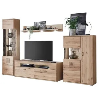 Wohnwand Kansas Holz Braun Alteiche