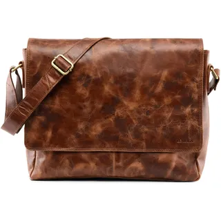 LEABAGS Messenger Bag, Oxford Echtleder Umhängetasche Herren Ständiger Begleiter, Leder Laptoptasche bis 15 Zoll Ausreichend Platz, Umhängetasche mit Schultergurt Begleiter Zur Arbeit