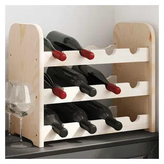 furnicato Weinregal aus massivem Kiefernholz 43x25x37 cm in Naturfarbe, 1-tlg., Flaschenregal mit Wellen-Design für 12 Flaschen, ideal für die Bar braun