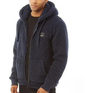 Bench Tommy Borg Herren-Kapuzenjacke mit durchgehendem Reißverschluss, Teddybär-Fleece, navy, M - M