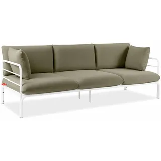 Konsimo® Gartensofa, Weiß, Beige, Metall, Textil, 3-Sitzer, Füllung: Schaumstoff, Rechteckig, 225x80x80 cm, Loungemöbel, Outdoorsofas