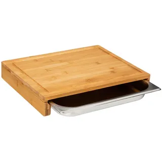 5five simply smart Simply Smart Schneidebrett mit Edelstahl-Schublade 35 x 28 cm Bambus Beige/Braun