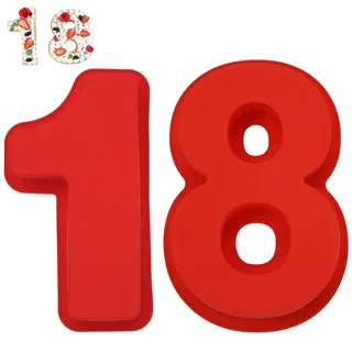 FANDE Silikon Backform, 2PCS Zahlenkuchenform Zahlen Set 18 Kuchenform Silikon Zahlen für geschichtete Zuckerguss Creme Obst Kuchen Hochzeit Geburtstag Party Dekoration (10 Zoll)