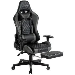 IKIDO Gaming-Stuhl Pedal-Gaming-Stuhl (Professioneller Gamingstuhl), Mit Beinauflage und Fußstütze, Eingebauter Wippmechanismus grau