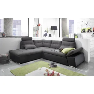 Stella Trading Eckcouch Kunstleder 4-Sitzer Schwarz