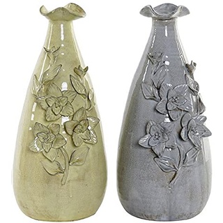 Vase DKD Home Decor Gerbera Terrakotta Traditionell (2 Stück) (21 x 19 x 40 cm) (2 Stück)