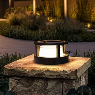 FREEUP Sockelleuchte außen 15W LED Wegeleuchten außen Wasserdicht IP65 Schwarz Pollerleuchte außen, Gartenlampe mit Steckdose aus Aluminium, warmweißes Licht