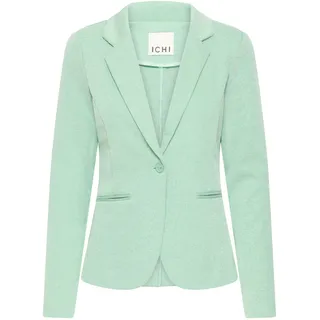 Blusenblazer ICHI "Blazer IHKATE", Damen, Gr. M, grün (light grass grün), Obermaterial: 60% Baumwolle CO. 40% Polyester PES., Blazer Blusenblazer