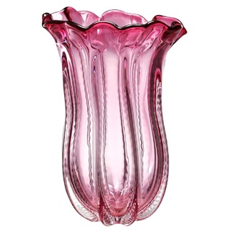 Casa Padrino Designer Glas Blumenvase Rosa Ø 25 x H. 35 cm - Luxus Deko Vase