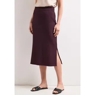 Midirock STREET ONE, Damen, Gr. 36, lila (rustic rouge), Stoff, 75% Viskose, 20% Polyester, 5% Elasthan, unifarben, normal wadenlang, Röcke, in Midi-Länge