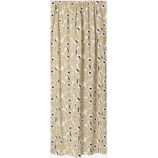 Vorhang MARIMEKKO "UNIKKO", off, weiß, beige, dunkelblau, B:135cm H:250cm, Baumwolle, Baumwolle, Gardinen, 135x250 cm