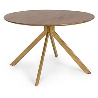 Feeling4Home Esstisch Sherman aus Mango Holz Rund, 120 cm, Geeignet für 4-6 Personen beige