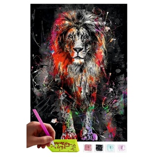 MISHBAY Diamond Painting Löwe - 30x40cm Diamond Painting Erwachsene - Diamant Painting Bilder Löwe - DIY 5D Satz Wand Dekor Diamantstickerei