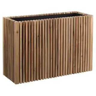 Raumteiler Pflanzkübel - Raumtrenner - Blumenkübel - Modernes Lamellen Design - mit Einsatz (Braun/Natur, D73x27cm H50cm)