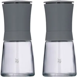 WMF Salz-/Pfeffermühle Trend manuell, (2 Stück), 2-tlg. Set, Keramik-Mahlwerk, aromadicht, Mahlstärken-Einstellung grau