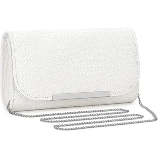 BAIGIO Clutch Damen PU Leder Abendtasche Elegante Handtasche Weiß Brauttasche Kettentasche für Hochzeit Damen Tasche Kleine Umhängetasche Crossbody Bag - S