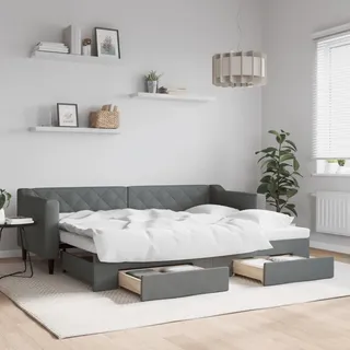 Amorsee Tagesbett Ausziehbar mit Schubladen Schlafsofa mit Schlaffunktion Ausziehbett 80 x 200 cm Einzelbett Gästebett für Schlafzimmer Wohnzimmer Dunkelgrau