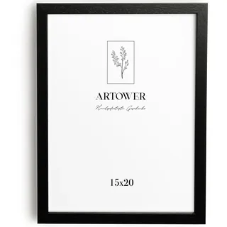 Artower® Bilderrahmen für 15 x 20 cm Schwarz Holz Dünner Rahmen | Posterrahmen Groß Vintage Collage | Picture Frame Black Wood 15x20 cm | Holzbilderrahmen Poster Rahmen Echtholz