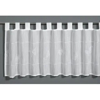 Sehlbach Bistrogardine Stickerei Schmetterling, Weiß, 140 x 48 cm Bistrogardine, Schmetterlingsstickerei, Lichtdurchlässig, Einfache Dekoration, Öko-Tex Zertifiziert