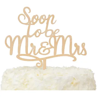 LOVENJOY Tortenaufsatz Soon To Be Mr and Mrs Rustikales Holz Bride To Be Tortenstecker Verlobung Deko, Geschenk Boxed