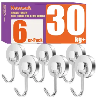 Neosmuk Swing Magnethaken Silber,30kg Magnet Haken Extra Stark für Spind Organizer,Neodym Magnete,Haken Magnetisch Sehr Stark für Werkstatteinrichtung,Heckzelt,Grill